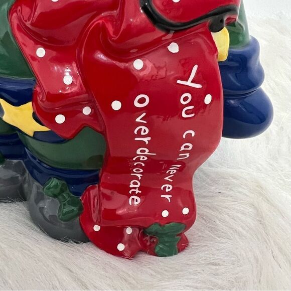 Vintage Lefton "You Can Never Overdecorate" Reindeer Cookie Jar - Picture 3 of 10